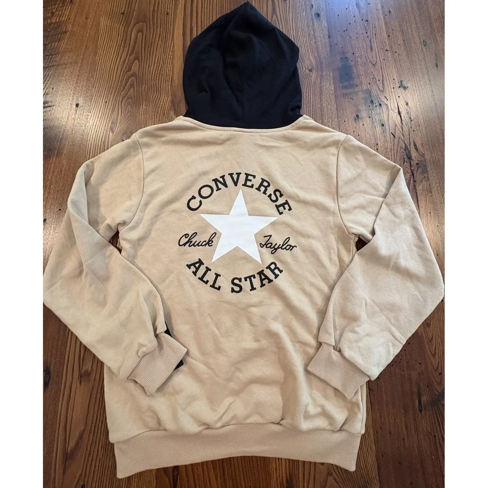 Converse Chuck Taylor All Star Kids Unisex Hoodie Black/Tan XL 13-15 YRS NWT